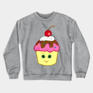 Cute Smiling Cupcake with a Cherry on Top Crewneck Sweatshirt